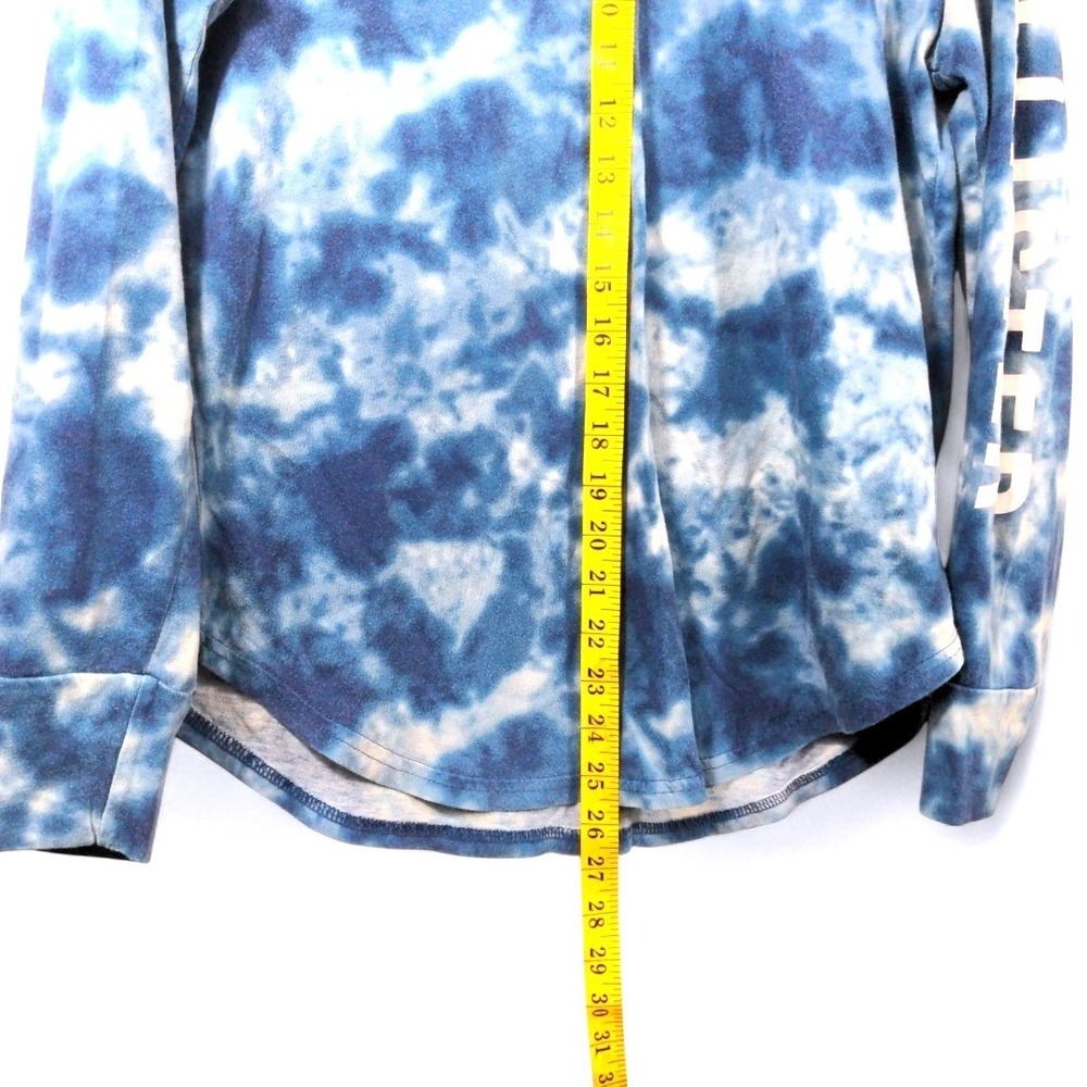 Hollister Mens S Long Sleeve Cotton Blue White Tie Dye Logo Graphic Streetwear - Picture 5 of 9